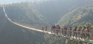 ‘सिङ्गल स्पान’ प्रविधिको विश्वकै दोस्रो लामो झोलुङ्गे पुल अन्तिम चरणमा