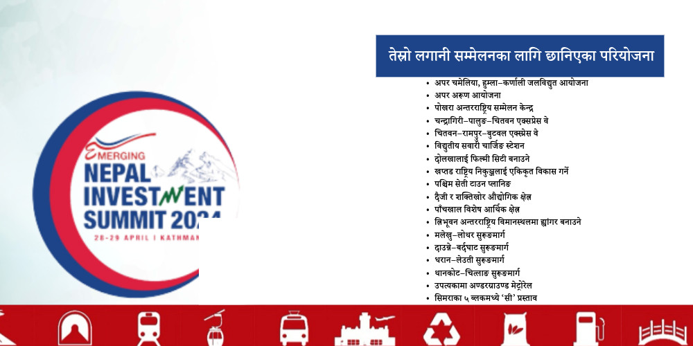लगानी सम्मेलनको लागि १०५ परियोजनाको प्रारम्भिक सूची तयार, निजगढ अन्तर्राष्ट्रिय विमानस्थल परेन