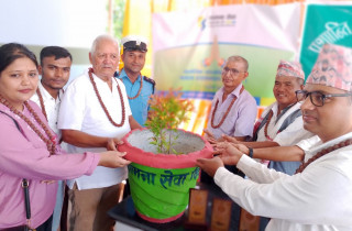 कामना सेवा विकास बैंकद्वारा प्रशान्ति टोल विकास संस्थालाई गमला हस्तान्तरण